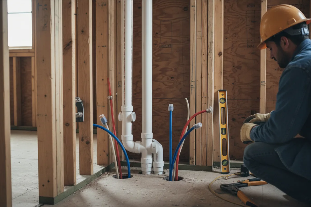 Drain and supply rough-in during Sump Pump Repair in Nassau