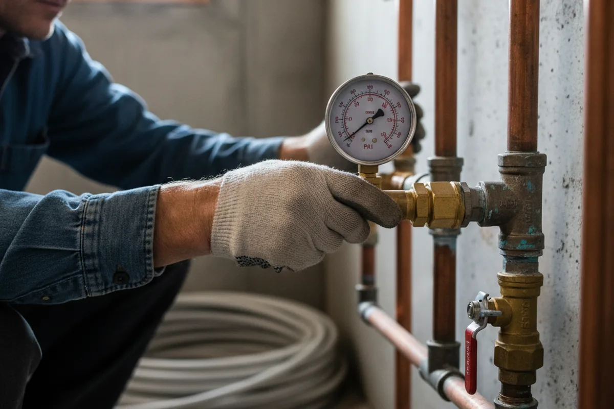 Pressure testing a repaired line during Water Line Repair in Nassau